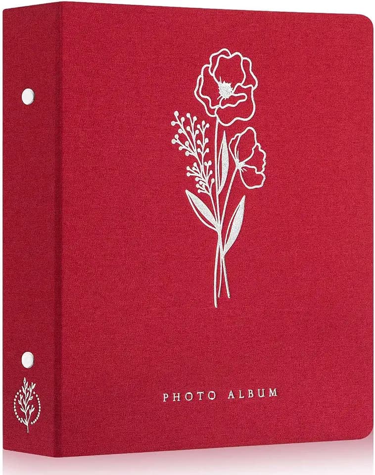 Lanpn Fotoalbum 10x15 400, Leinen Einstecken Einsteckalbum für Hochformat Fotos Bilder Rot