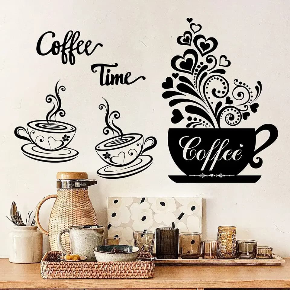 Kitchen Wall Decor Stickers Vinyl Coffee Tea Saying Wall Decals