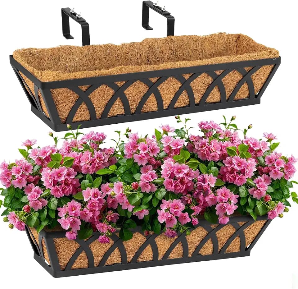 2 Pack 36IN Window Box Planter Basket w/Adjustable Brackets (S1)