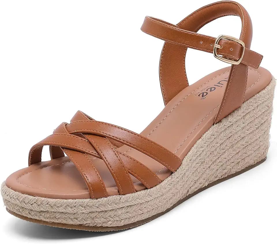 Ruiee Women's Wide Width Wedge Sandals.