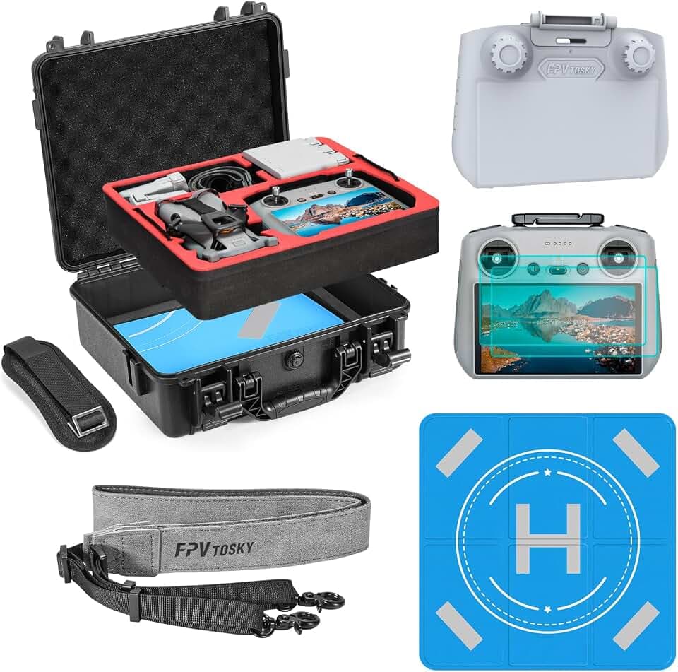 FPVtosky Hard Case Accessories Set for DJI Mini 5 Pro, Drone Accessories Kit Includes Dual Layer Case, Landing Pad, Lanyard, Screen Protector, Sunshade Cover for DJI Min 5 Pro (5-IN-1)