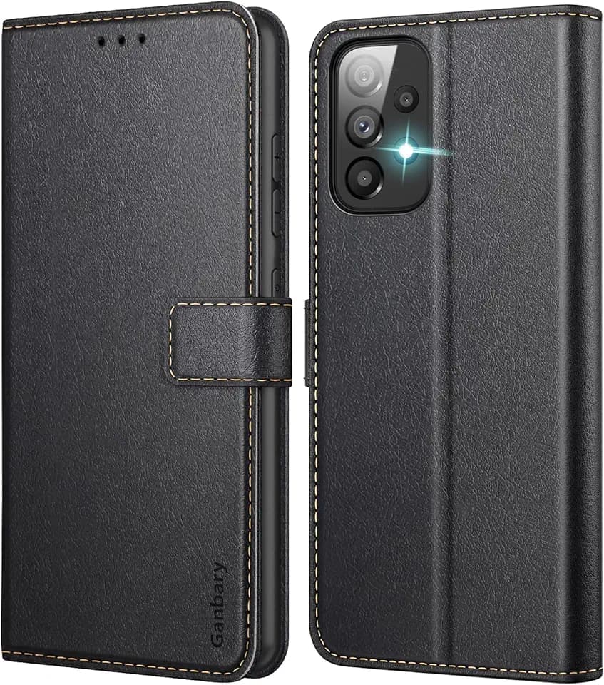 Ganbary Handyhülle für Samsung Galaxy A33 5G Hülle, Premium Leder Tasche Flipcase [Kartenschlitzen] [Magnetverschluss] [Standfunktion] kompatibel mit Samsung Galaxy A33 5G Schutzhülle, Schwarz