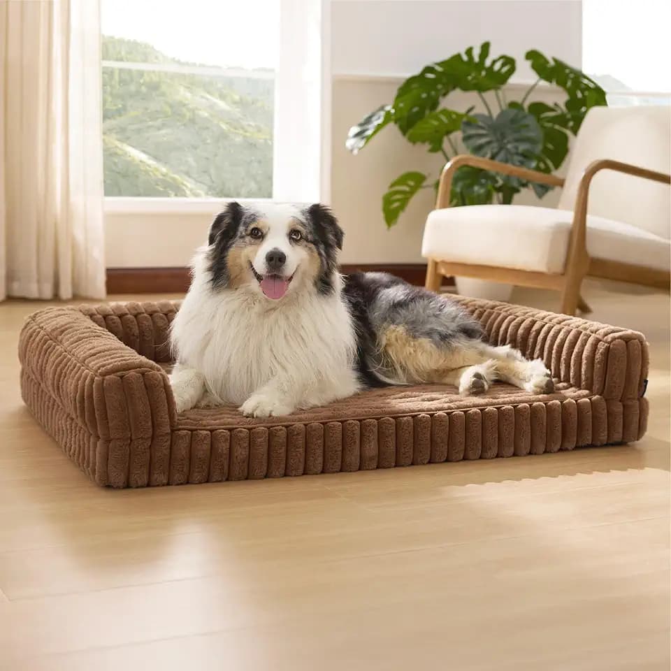Bedsure ComfyFleece® Memory Foam Orthopedic XL Dog Bed with Sides 42"