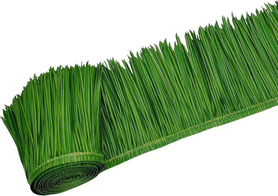 Mexican Style Synthetic Plastic Straw Thatch - 4 Colors (Palm Tree Brown, Tropical Green, Straw Yellow, Dried Grass Gray) - for Tiki Bar, Patio, Palapa & Party Decor (Tropical Green, 10ft x 16in)