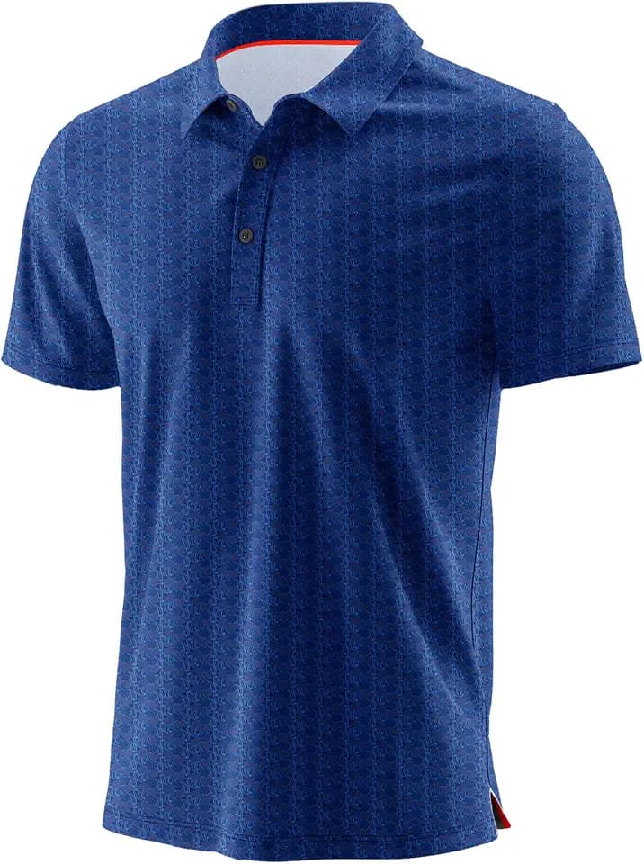 QIXING Sommer-Golf-Poloshirt für Herren, feuchtigkeitsableitend, bedruckt, kurzärmelig, schnell trocknend, für Herren, lässiges Golf-Oberteil