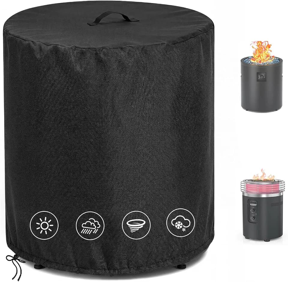 Waterproof Fire Pit Cover Propane Fire bowl Column 24" D x 27" H