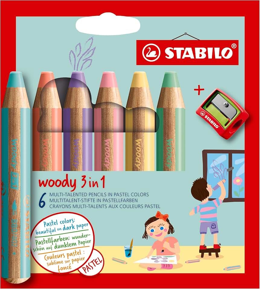 STABILO - Buntstift, Wasserfarbe & Wachsmalkreide - woody 3 in 1