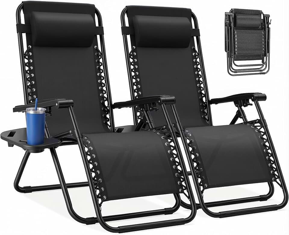 NEWBULIG Zero Gravity Chairs Set of 2, Folding Lounge Recliner Chair