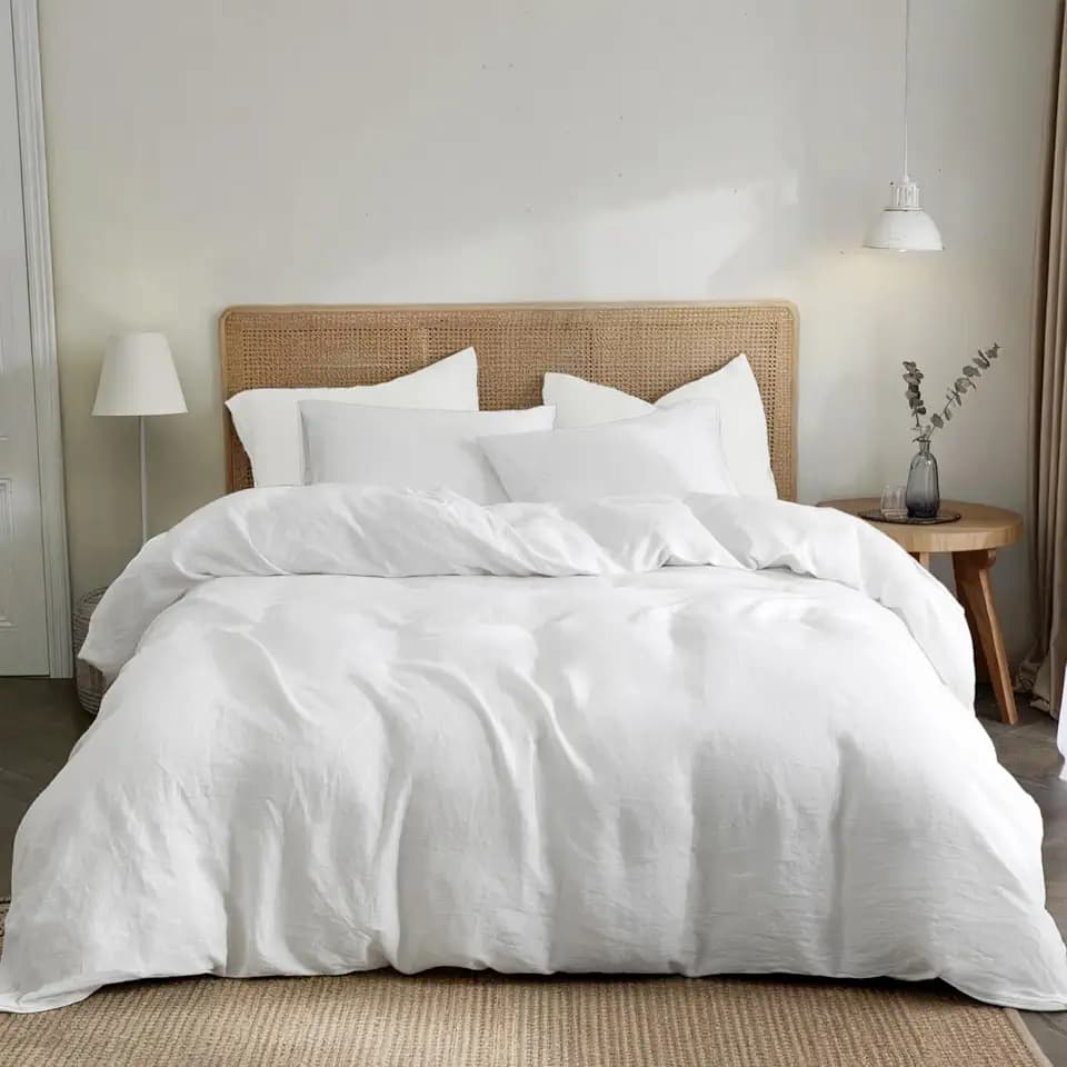 Dreamzie Bettwäsche-Set 200x200 aus Baumwoll-Perkal – Weiß – Bettbezug 200x200 und 2X Kissenbezug 80x80 cm – Oeko-Tex Zertifiziert