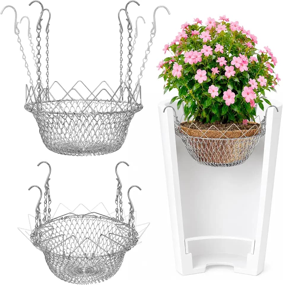 Axcoix 2 Pack Plant Risers for Inside Pots, Stainless Steel Planter Insert