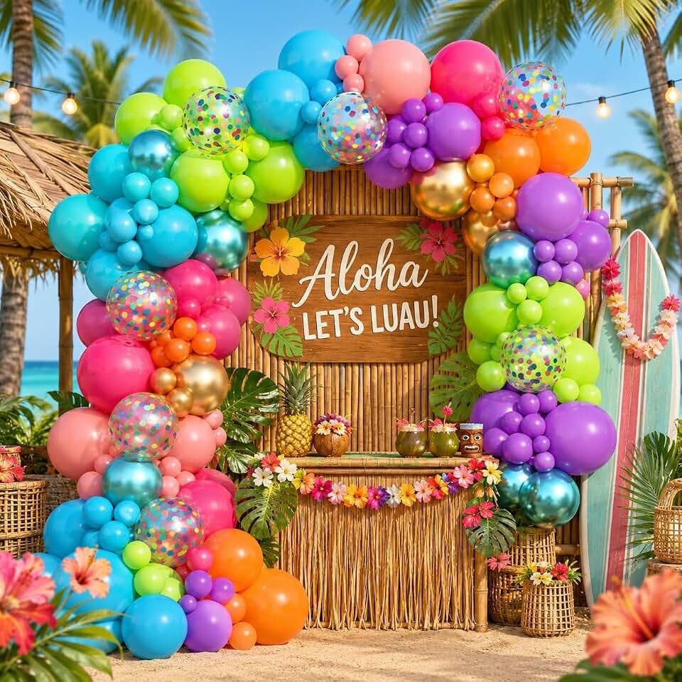 Colorful Tropical Balloon Arch Kit for Back to School Party Decorations