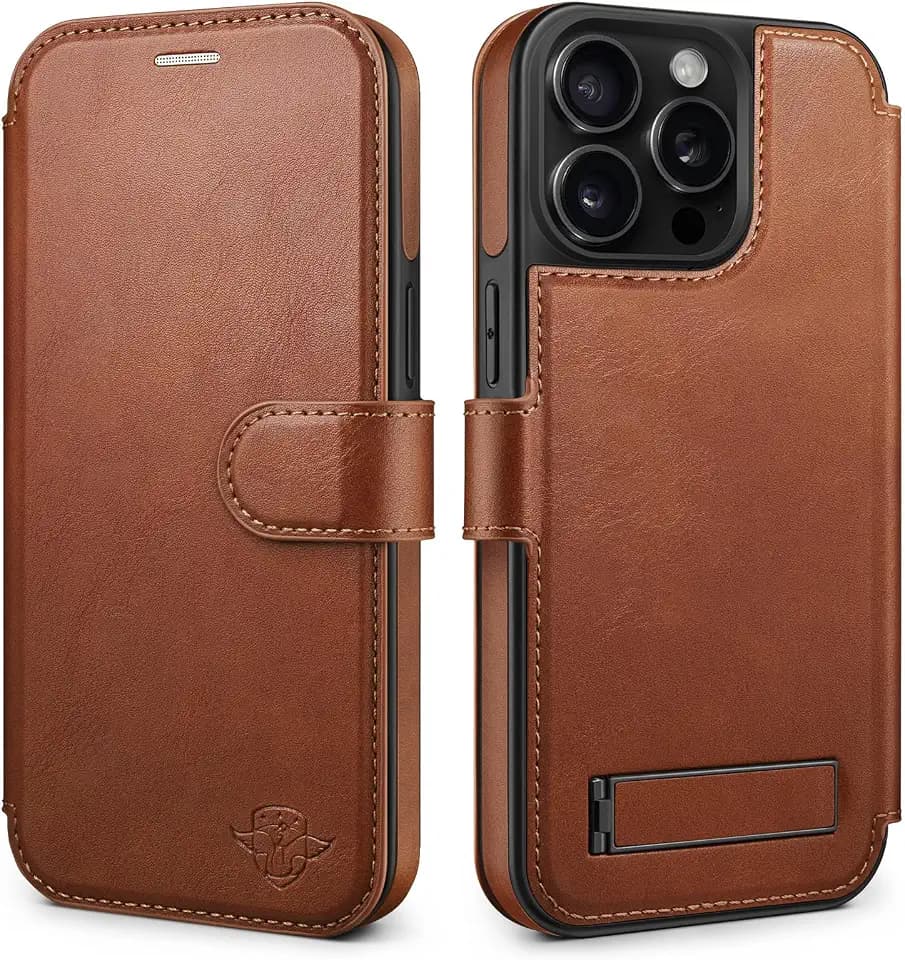 Wallet Case for iPhone 13 Pro 6.1",Stand,Light Brown