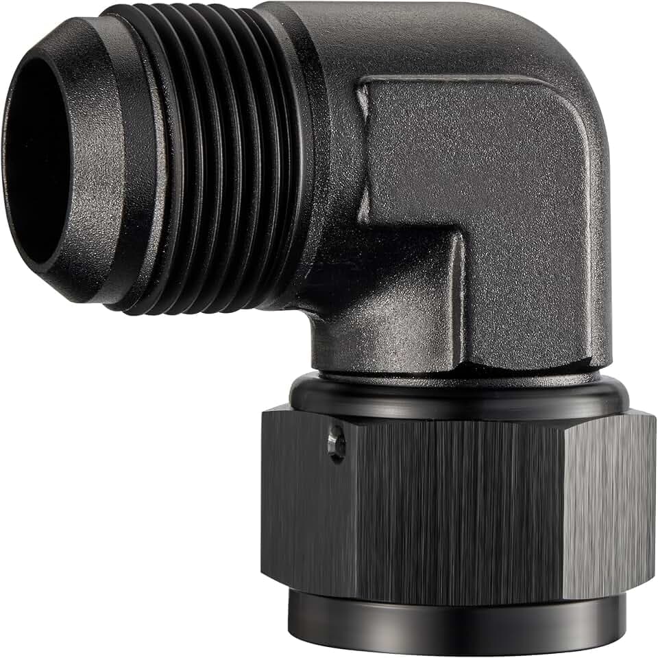 EVIL ENERGY 16AN Female to AN16 Male Flare 90 Degree Swivel Fitting Adapter Aluminum Black