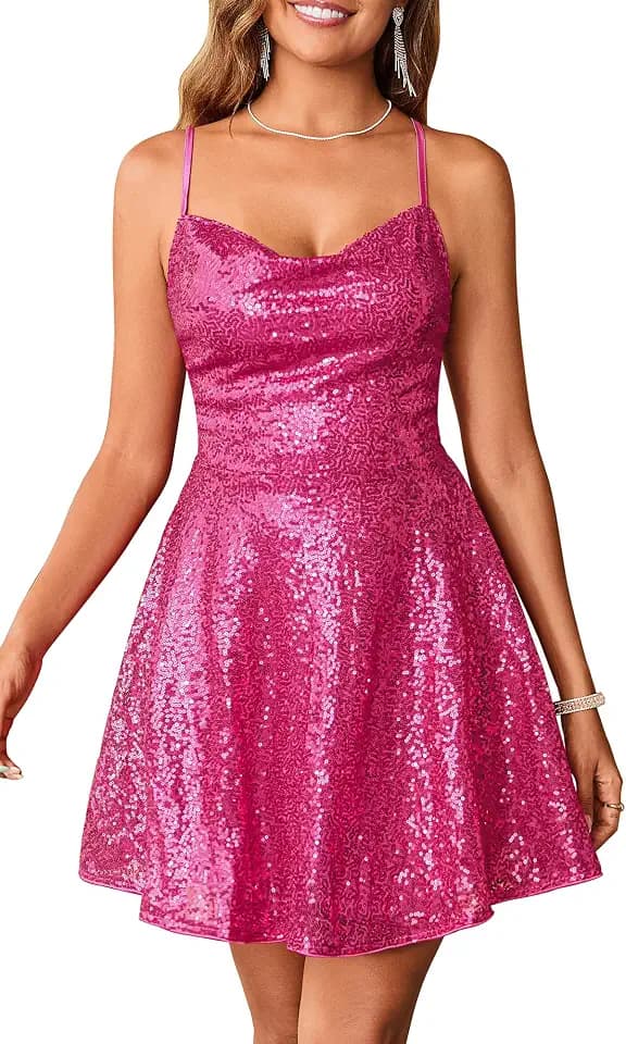 ZAFUL Women's Sparkling Glitter Sleeveless Slimming Dress