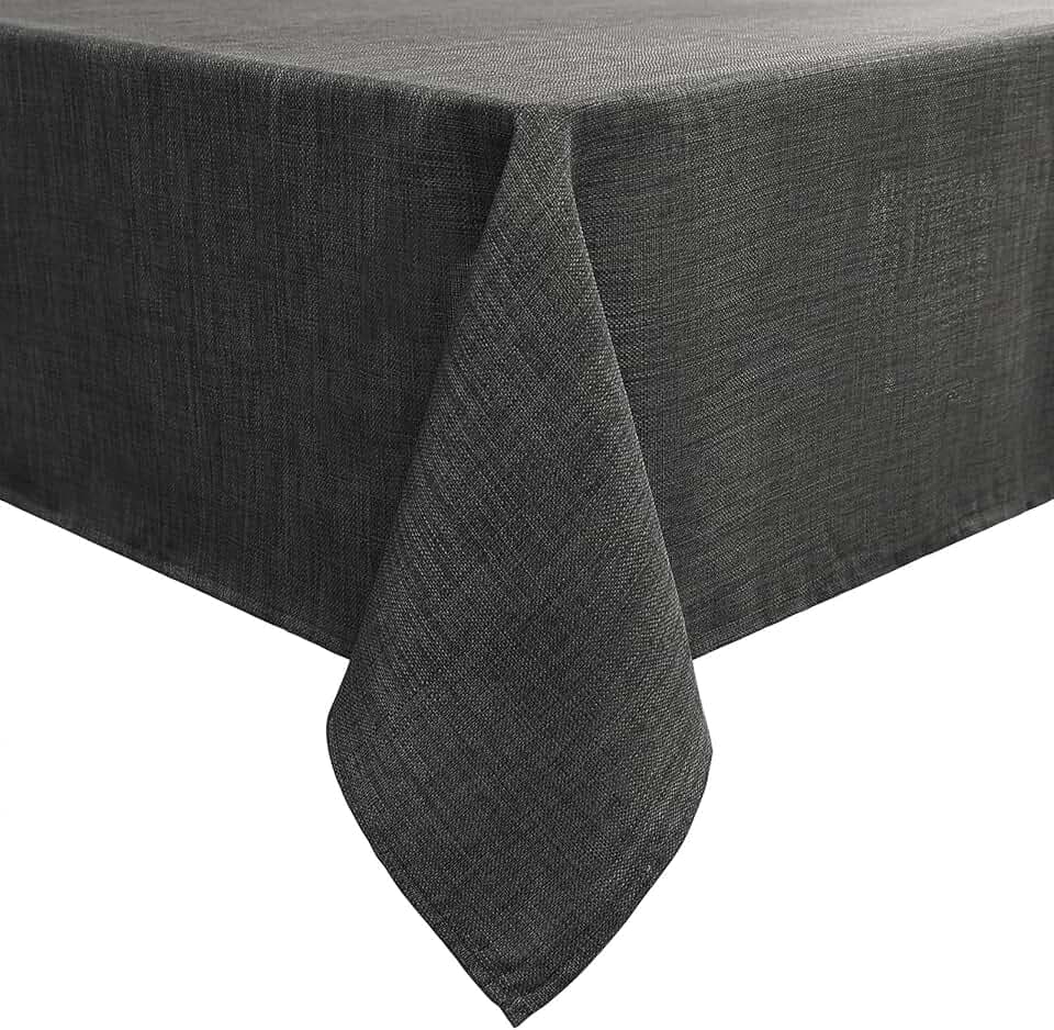 smiry Leinenoptik Tischdecke Eckig 140 x 240 cm Dunkelgrau