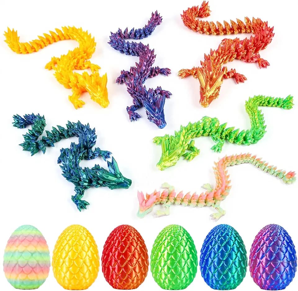 VivaNova 6 Large 3D Printed Dragon Eggs with Articulated 9-Inch Dragons