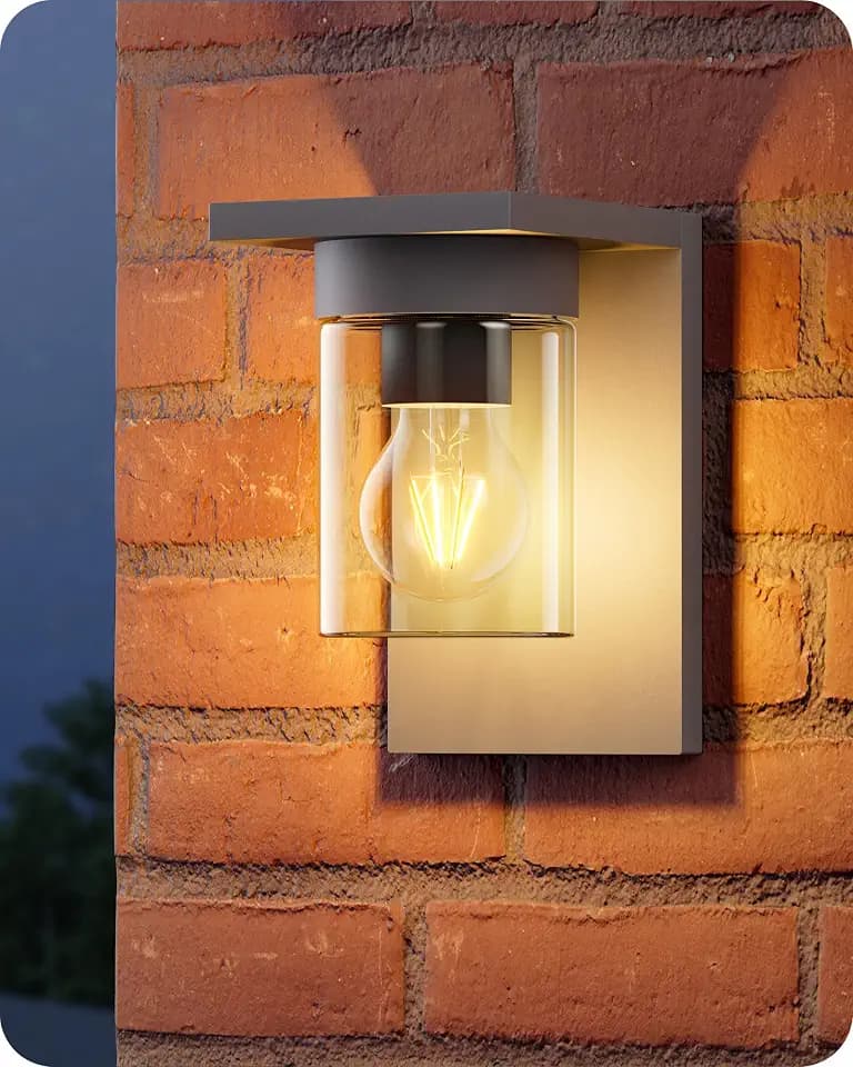 EDISHINE Außenwandleuchte mit Klarglas, E27, IP44, Anthrazit