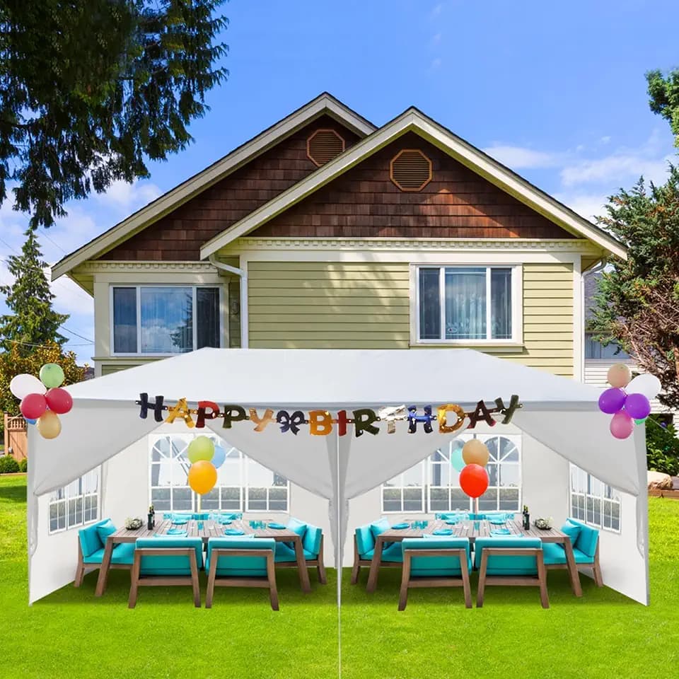 NicBex 10x20 Outdoor Canopy Tent, Waterproof Party Shelter with 6 Removable Sidewalls & Windows, Large Event Gazebo for Wedding, Backyard Gathering, White