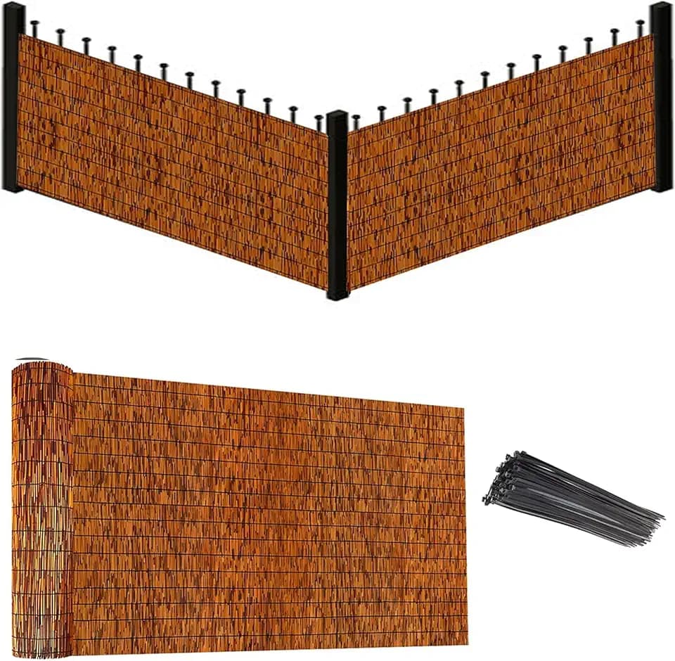 Natural Reed Fencing Rolls, Decorative Bamboo Fencing 2ft 3ft 4ft 5ft 6ft High Roll Reed Screen Curtain, Bamboo Fencing for Outdoor Balcony Patio Garden Backyard Privacy(H0.61xL6m/H2xL20ft)