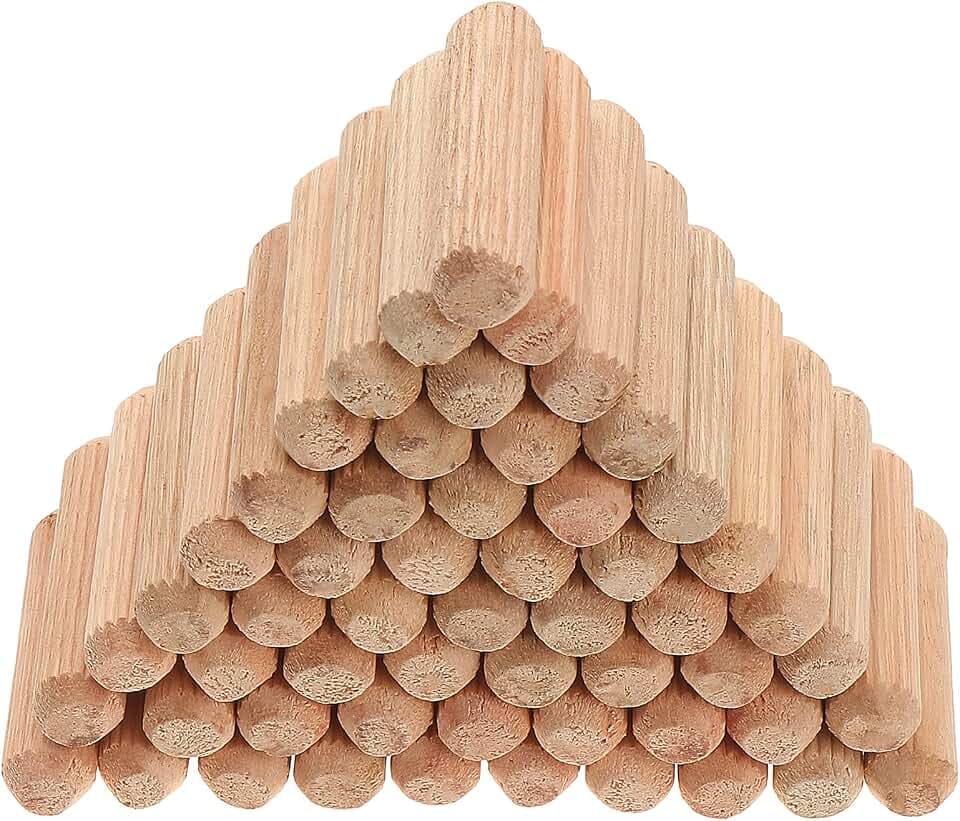 400 Stück Holzdübel Set Geriffelt 10x40mm, Holz Dübelstifte mit Fase, Hartholz Möbeldübel für Möbelbau, Holzverarbeitung & Reparatur