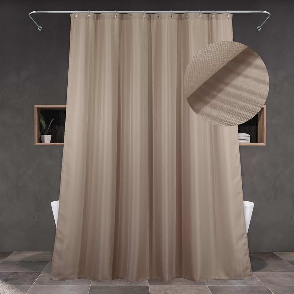 Taupe Shower Curtain for Bathroom: Water Repellent Quick Dry - 84"Lx72"W