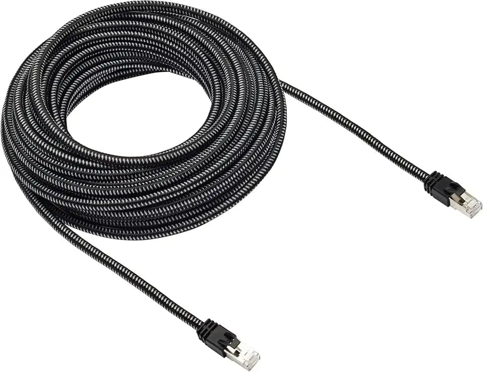 Amazon Basics Braided RJ45 Cat-7 Gigabit Ethernet Patch Internet Cable - 50 Feet, Black