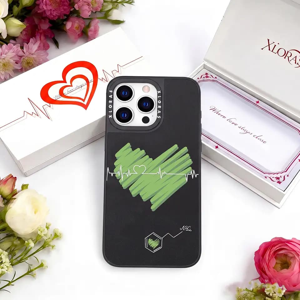 Black&Green Heartbeat Compatible for iPhone 16 Pro Max Case
