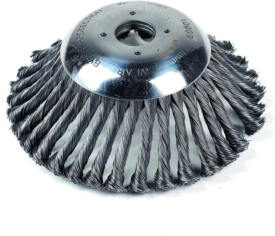 Topfbürste Kegelform 170 mm für Freischneider | Wildkrautbürste zur Unkrautentfernung - 32 Zöpfe - Ø 170 mm auf 190 mm ausdehnend - für Motorsensen ab 1,0 PS