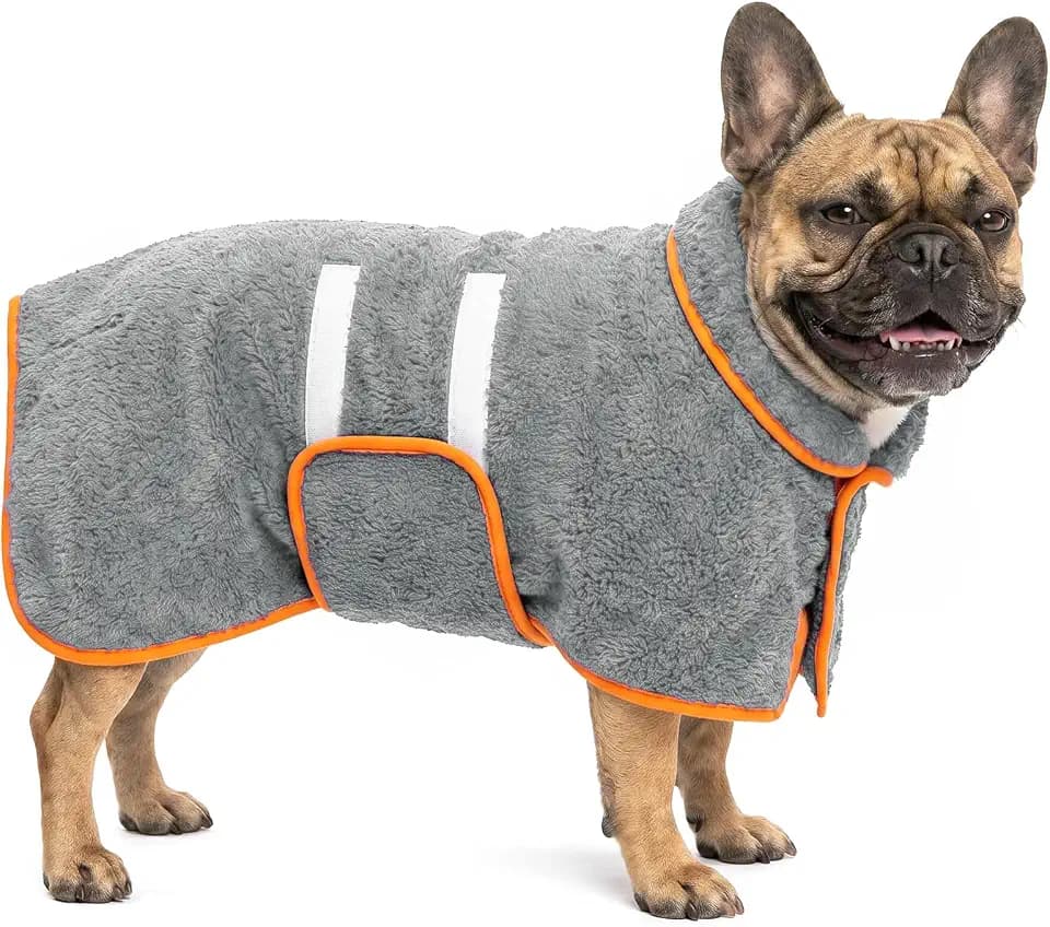 Bienbee Dog Bathrobe, Super Absorbent for Small to Large Dogs, Grey M
