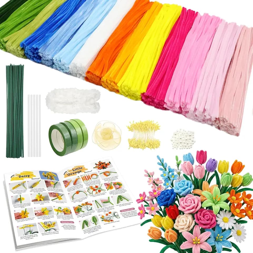 700 PCS Pipe Cleaners Craft, Pipe Cleaners Flowers, 14 Colors