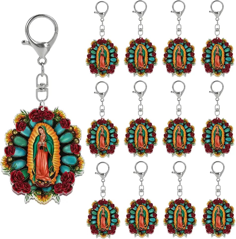 Our Lady of Guadalupe Keychains Clear Acrylic Virgen de Guadalupe Religious Gifts