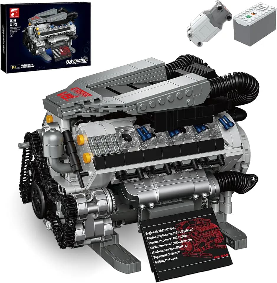 Working V8 Engine STEM Model Building Block Kit