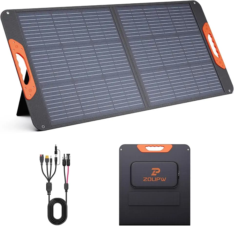 ZOUPW 100W Portable Solar Panel for Power Station,23.5% Efficiency Mono Foldable Solar Charger for Jackery 300/Ecoflow River/Anker/Bluetti,IP67 Waterproof for Camping RV Off-Grid Emergency Power