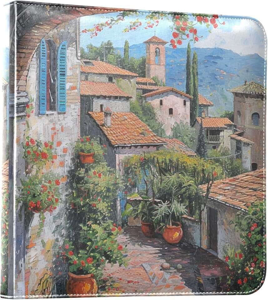 ALAZA Italy View Photo Album Self Adhesive Scrapbook Album PU Leather Cover 3 Ring Binders Photo Book for Wedding Family Travel Memory