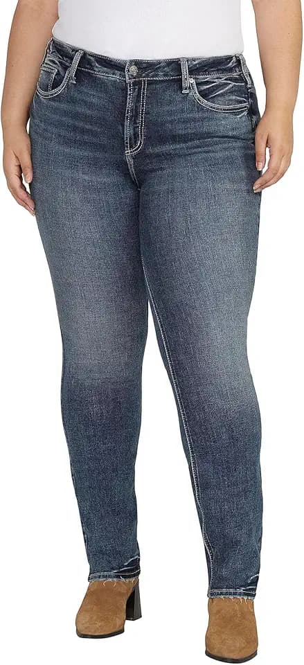 Silver Jeans Co. Women's Suki Mid Rise Curvy Fit Skinny Jeans