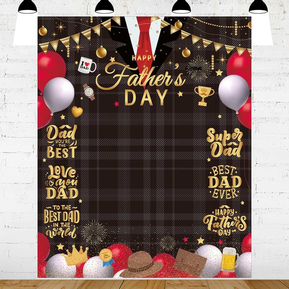 EUOYUFO Fathers Day Party Decorations 7 x 6 ft Happy Fathers Day Backdrop Banner Father's Day Theme Party Photography Background Supplies