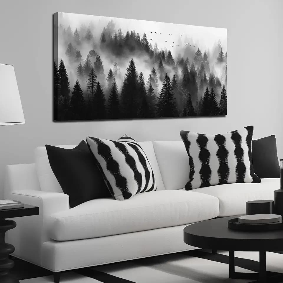 Foggy Forest Canvas Wall Art Natural Landscape Wall Decor