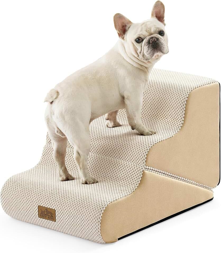 COZY KISS Dog Stairs for Small Dogs, 3-Step 2-in-1 Dog Steps,15.7" H