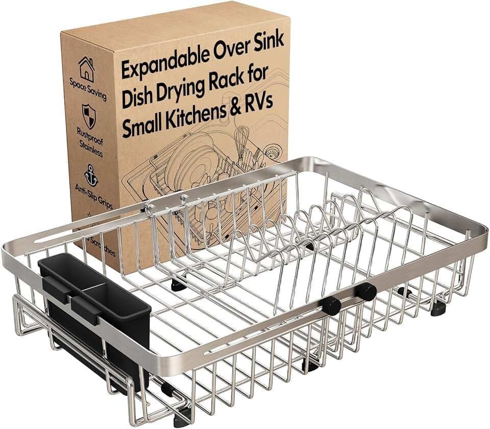 MAJALiS Expandable Dish Drying Rack Over The Sink with Anti Slip Grip