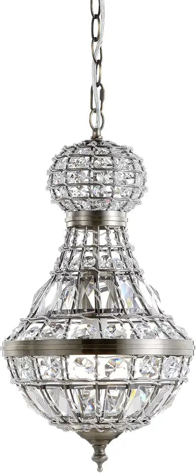 JONATHAN Y Regina 1-Light Empire LED Pendant Light Antique Brass, 12"