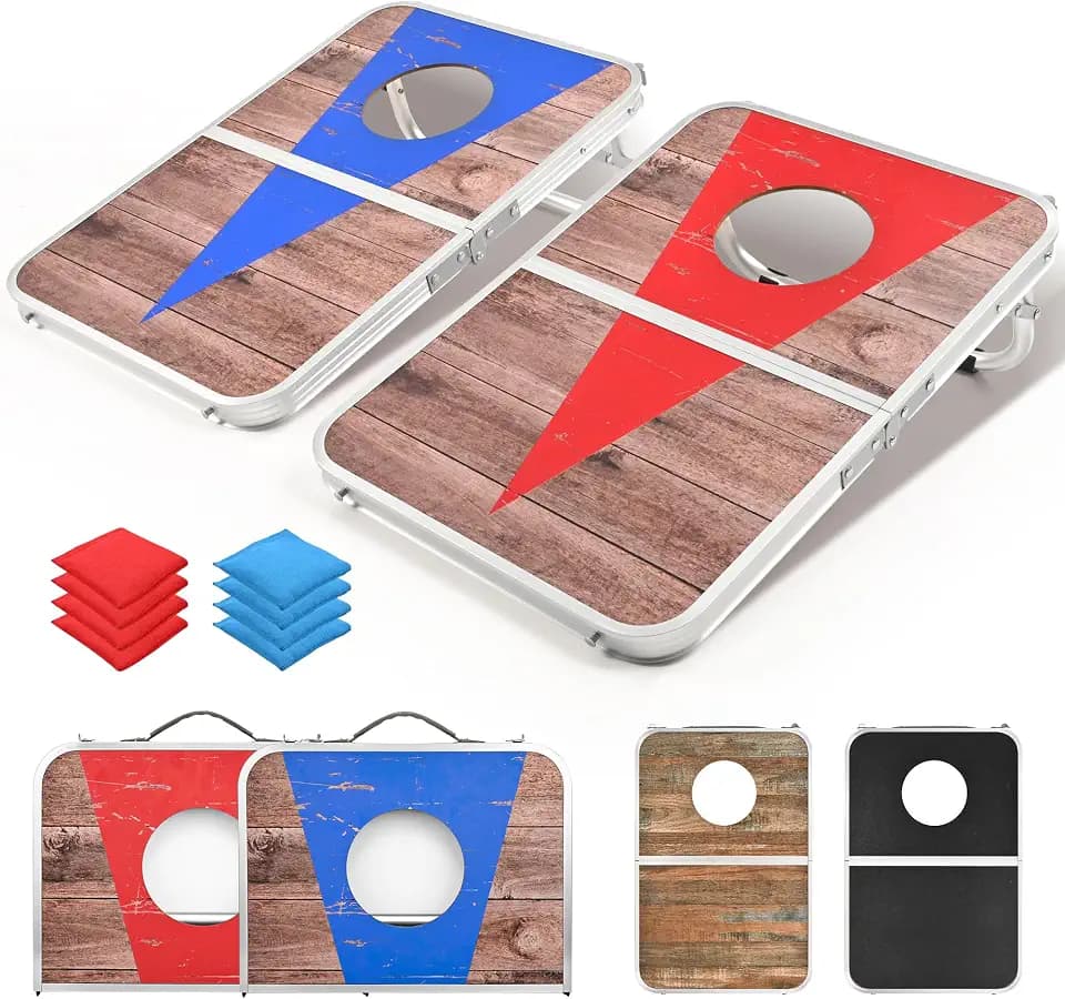 ROPODA Portable Cornhole Board Set,24x16/30×20" Corn Hole Games for Adults