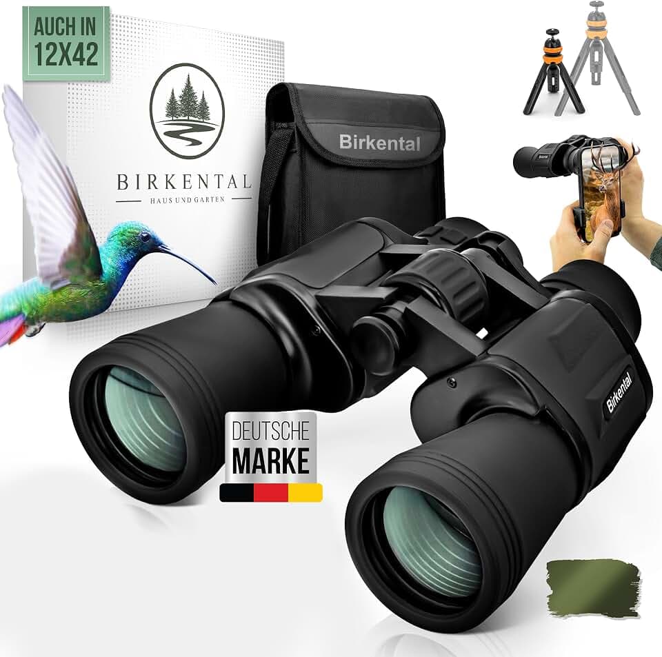 Birkental Fernglas Erwachsene 10x50 inkl. Zubehör-Anfänger und Profis-HD Zoom,wasserdicht,leicht,kompakt-auch für Brillenträger-breites Sichtfeld Feldstecher-Jagd,Vogelbeobachtung,Astronomie (Schwarz)