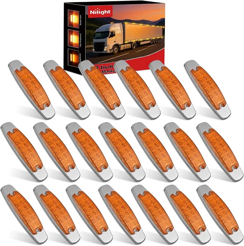 Nilight 6.3" Amber Rectangle Side Marker Light with High Low Strobe