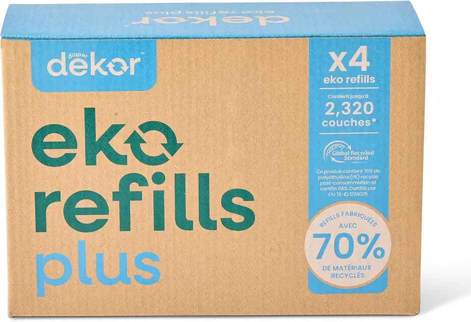 Diaper Dekor Plus Diaper Pail Refills | 4 Count Unscented | Exclusive End-of-Liner Marking | Thick, Quick & Easy to Replace | Most Economical Refill System | for Original and Eko Style Pails