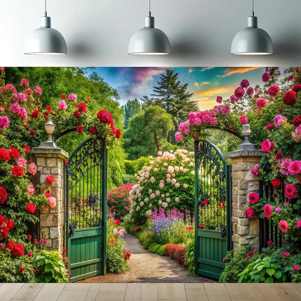 7x5FT Spring Garden Backdrop Spring Flower Garden Scene Photo Backdrop for Birthday Parties Weddings Baby Showers Birthday and Event Decoration Banner Background 088