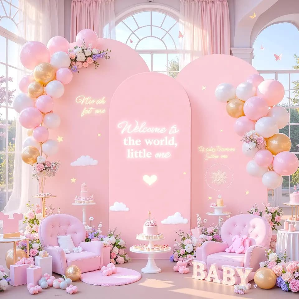Pink Arch Backdrop Cover 7.2ft 6.6ft 6ft Arch Cover Set of 3 Arch Covers Stretchy Backdrop for Wedding Party Baby Shower Birthday Photography Spandex Arch Stand Covers Backdrop Curtains Decor