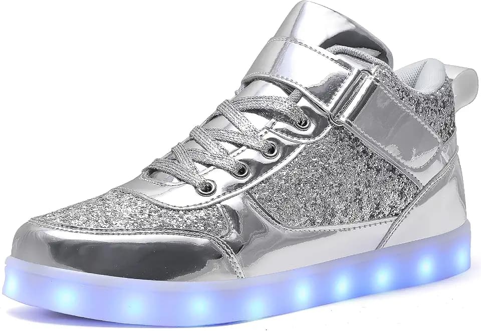 JEVRITE Unisex-Sneaker mit LED-Beleuchtung, hohe Oberseite, USB-Aufladung für Damen und Herren, Paar-Schuhe