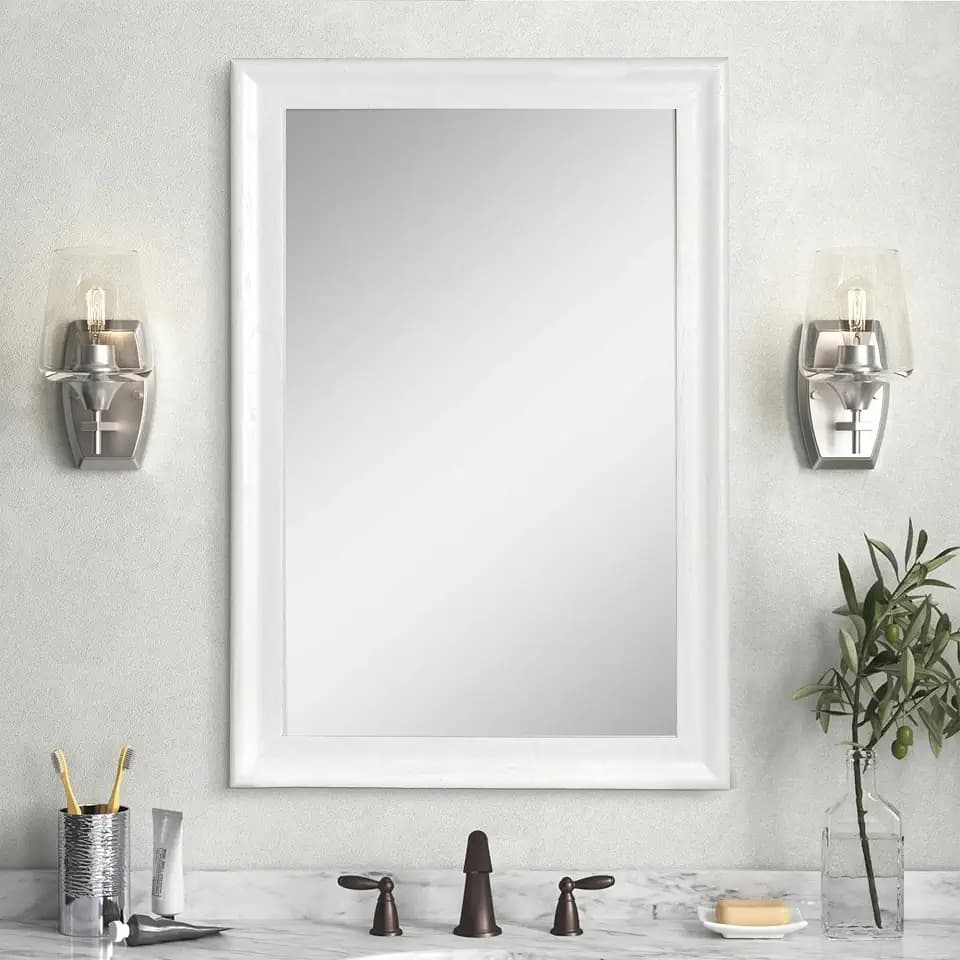 White Wall Mirror for Bathroom,Rectangle Rustic 24 x 36 inch Vanity Mirrors