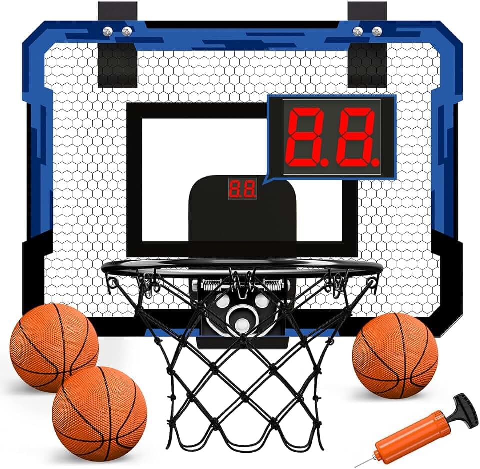 Mini Basketballkorb Kinder, Basketballkorb Indoor Outdoor Tür Hängen Basketballbrett Basketball Set mit 3 Bällen, Netz, Backboard für Jungen Kinder