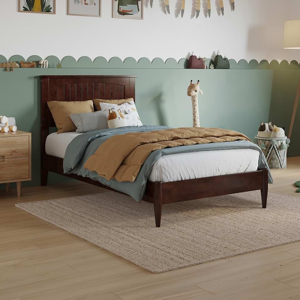 AFI, Naples Twin Solid Wood Low Profile Platform Bed, Walnut